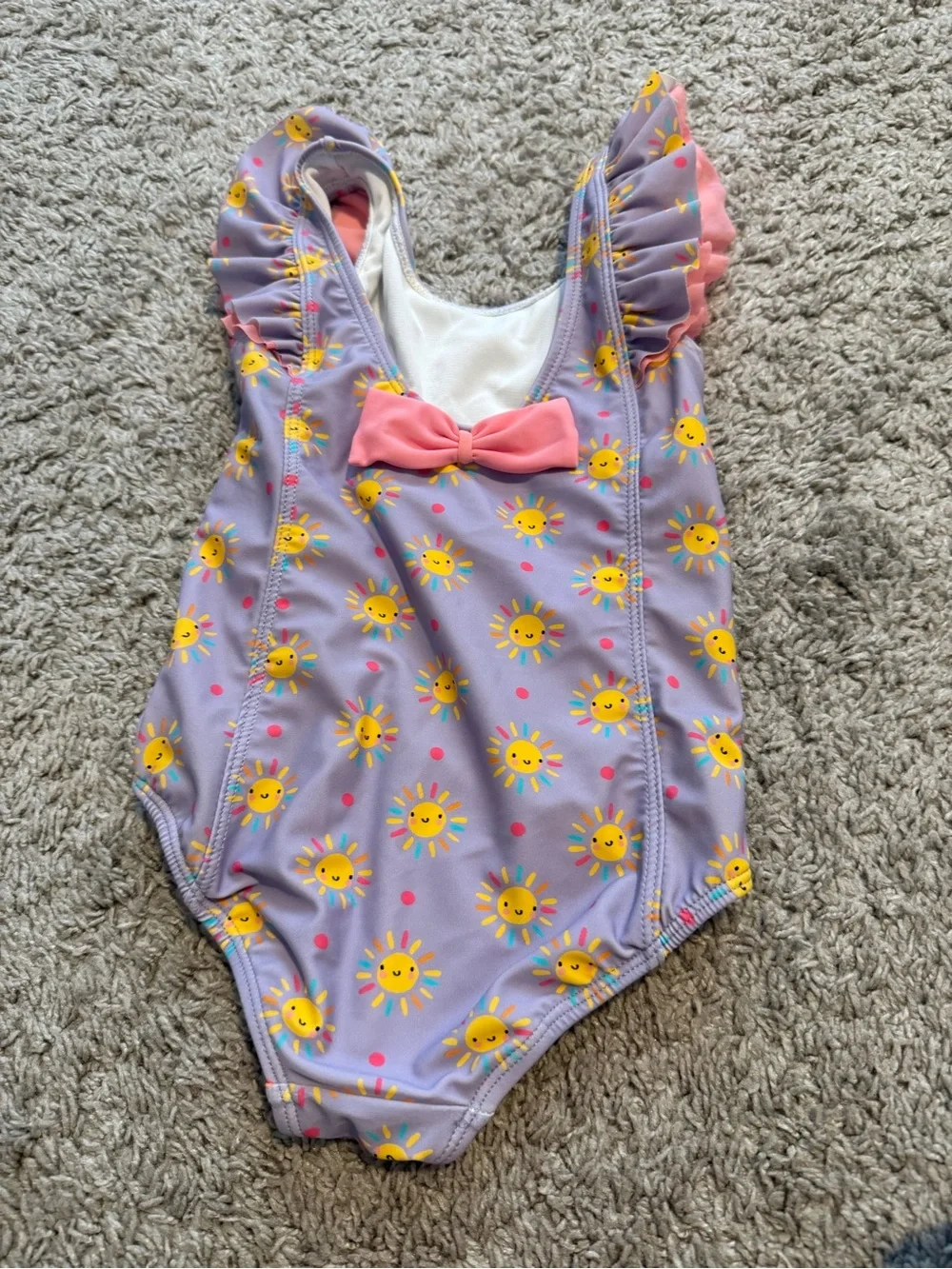 Ruffle Butts Lavender Swimsuit with Yellow Sun Accents 4T NWOT